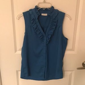 Sleeveless blue shell blouse